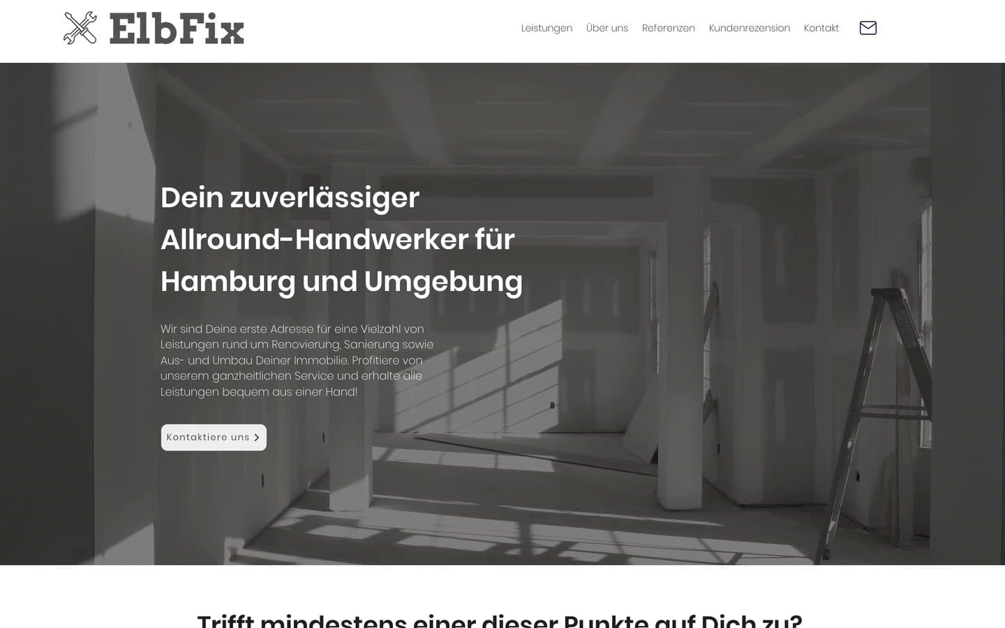 Die alte Website von ElbFix aus Hamburg