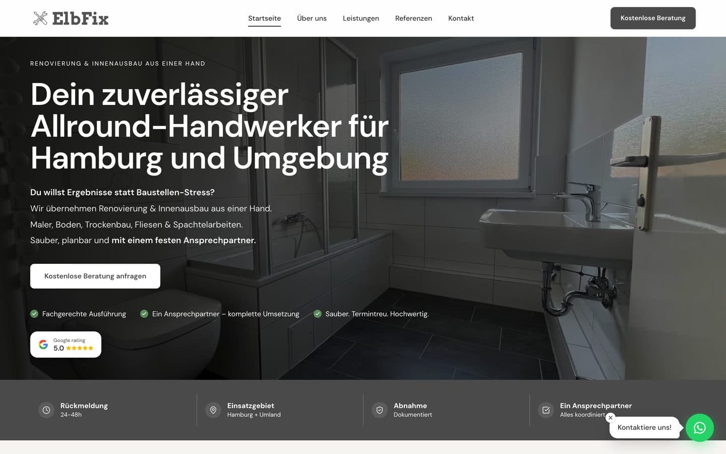 Die neue Website von ElbFix, gebaut von Netivoo