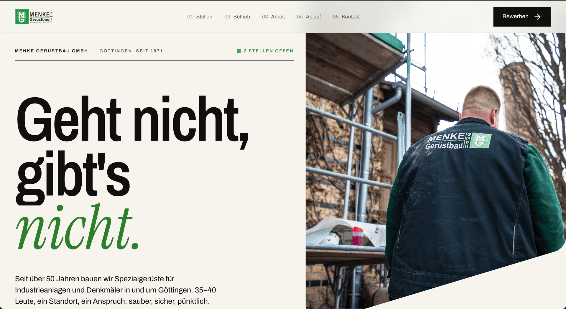 Website Referenz – Menke Gerüstbau GmbH