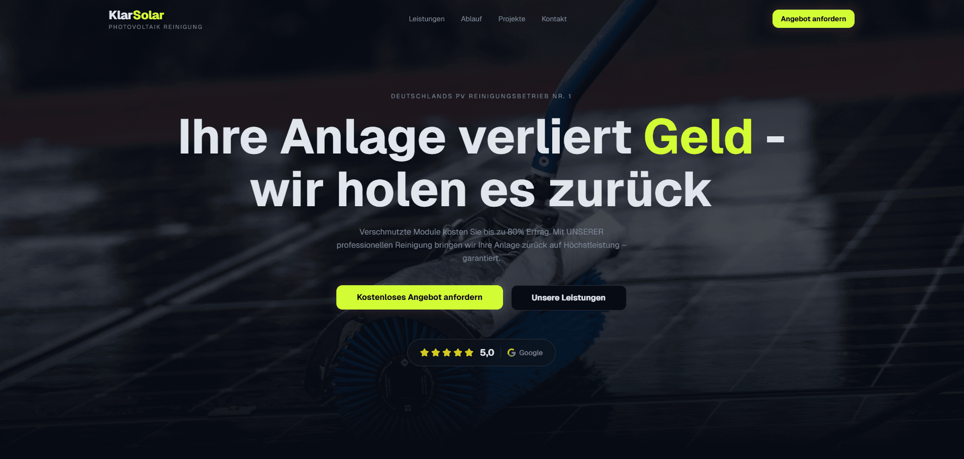 Website-Screenshot: Klar-Solar