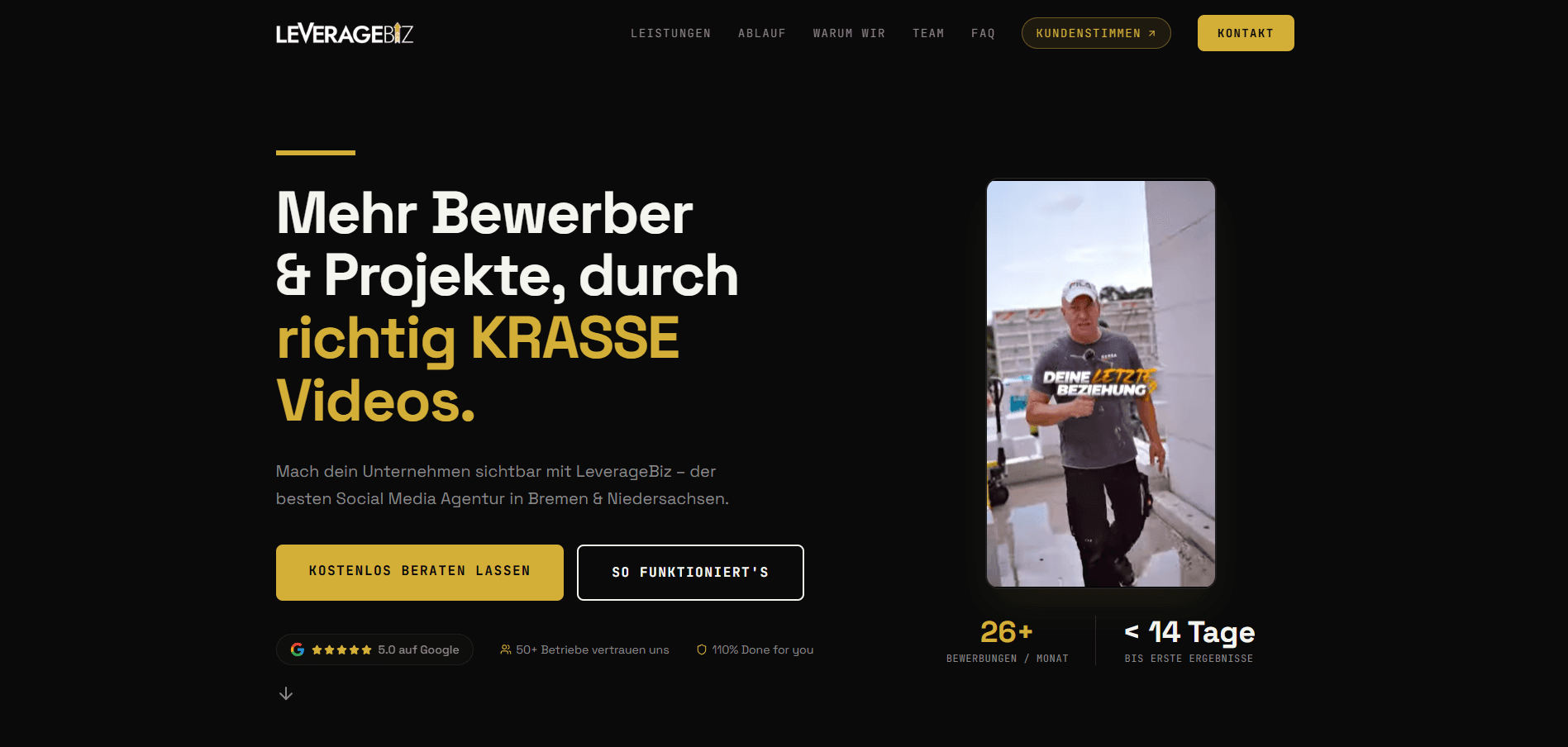 Website-Screenshot: LeverageBiz